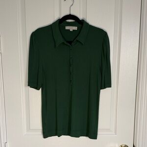 LOFT Women's Dark Green Polo Shirt